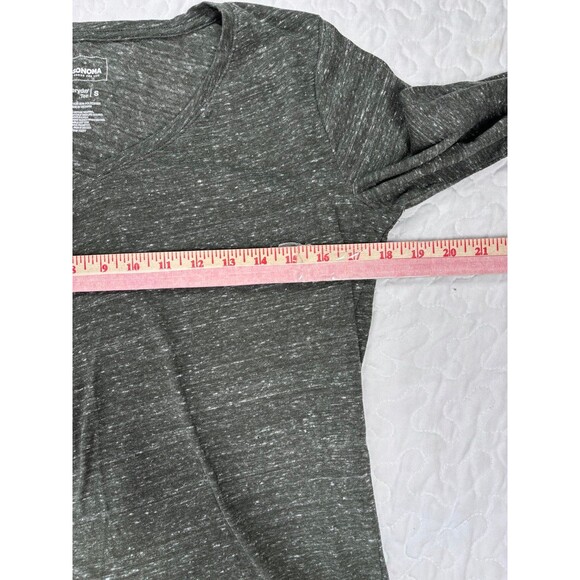 Sonoma Heathered Grey The Everyday Tee Long Sleeve Vneck Shirt size small - Picture 5 of 5